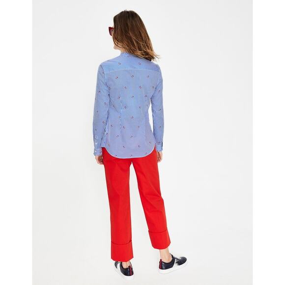 Boden Striped Cherry Print Cotton Mabel Long Sleeve Button Down Shirt size 4R - Picture 4 of 7